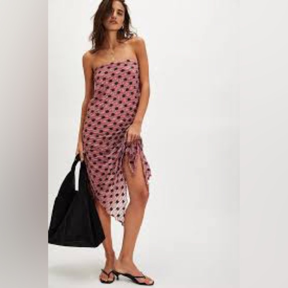 Free People Pink Patterned Strapless Maxi Skirt